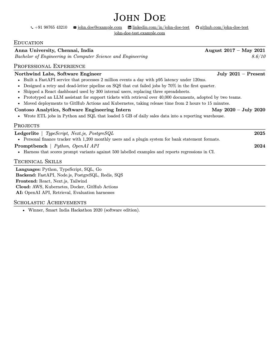 A one-page resume tailored by Lazy Apply